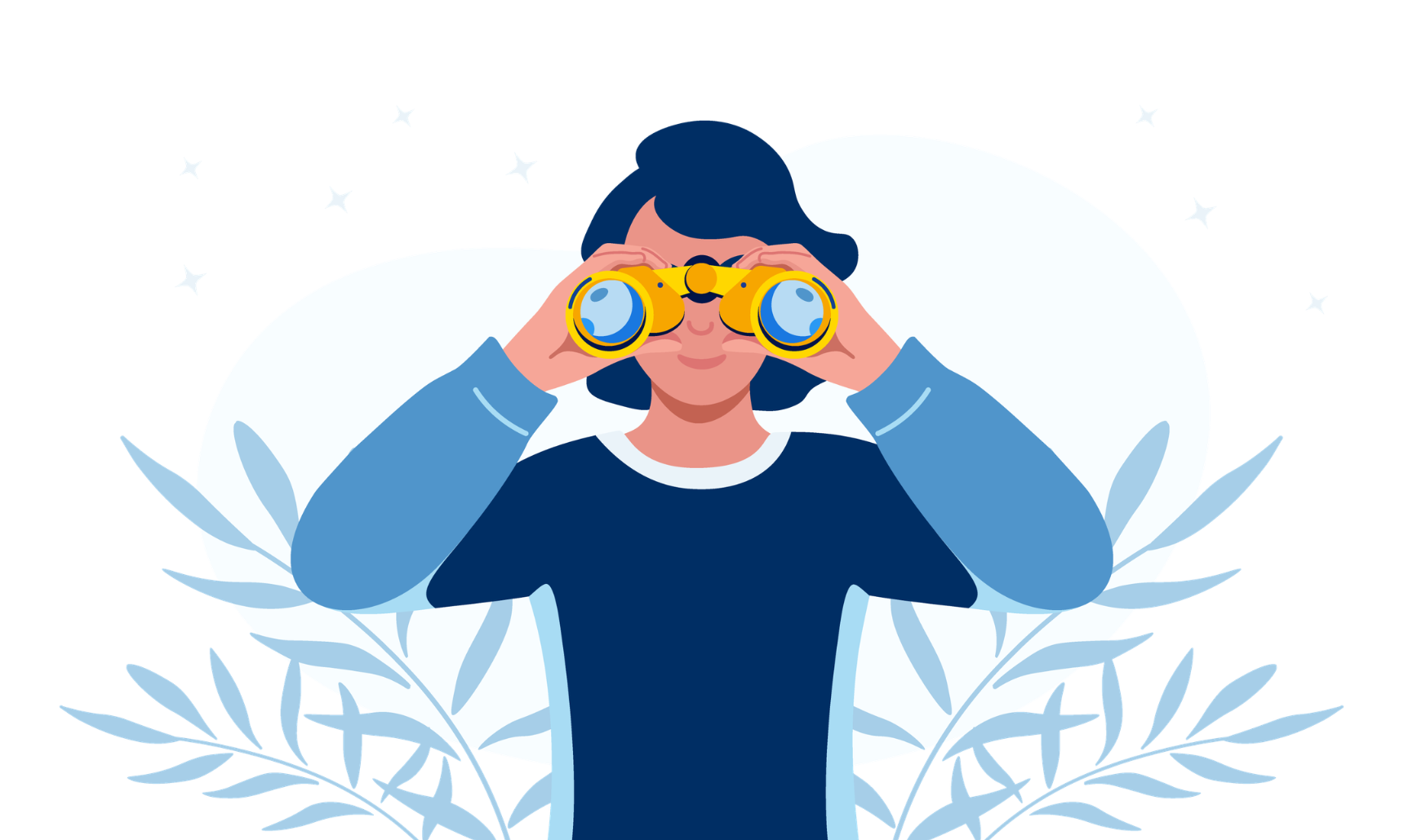 Person using binoculars to represent proactive business steering