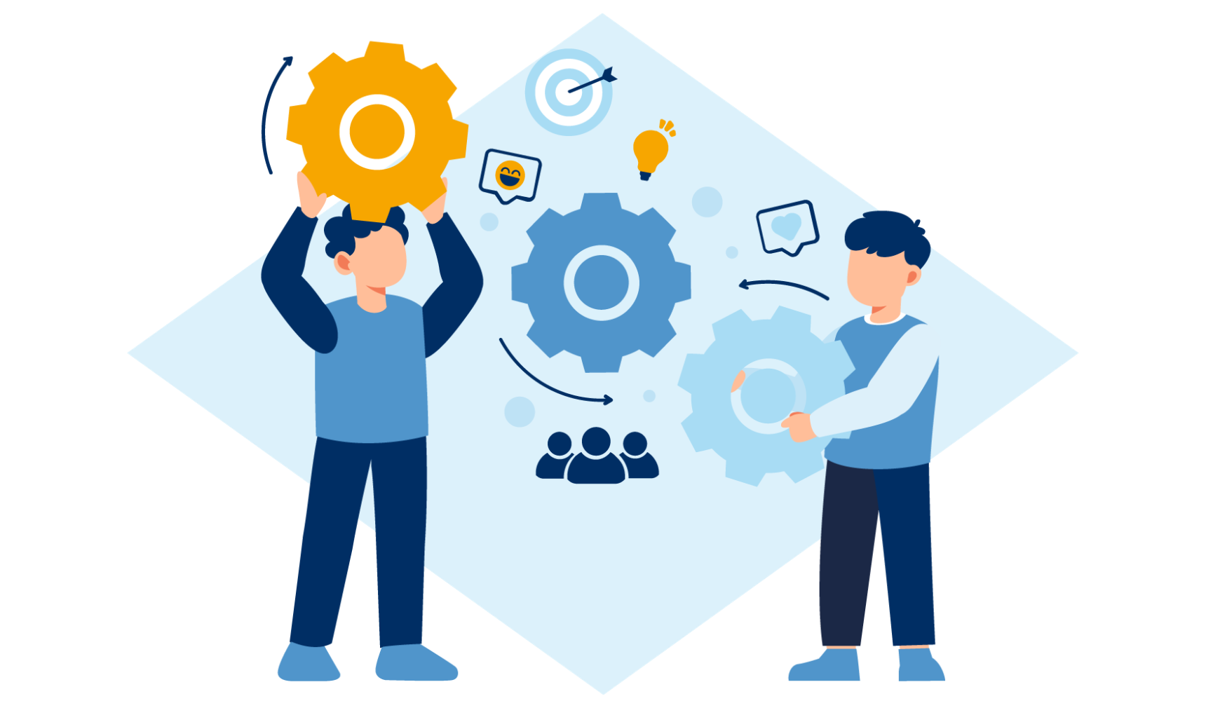 Employees coordinating processes and workflows, representing the shift from manual compensation to scalable operational structures.