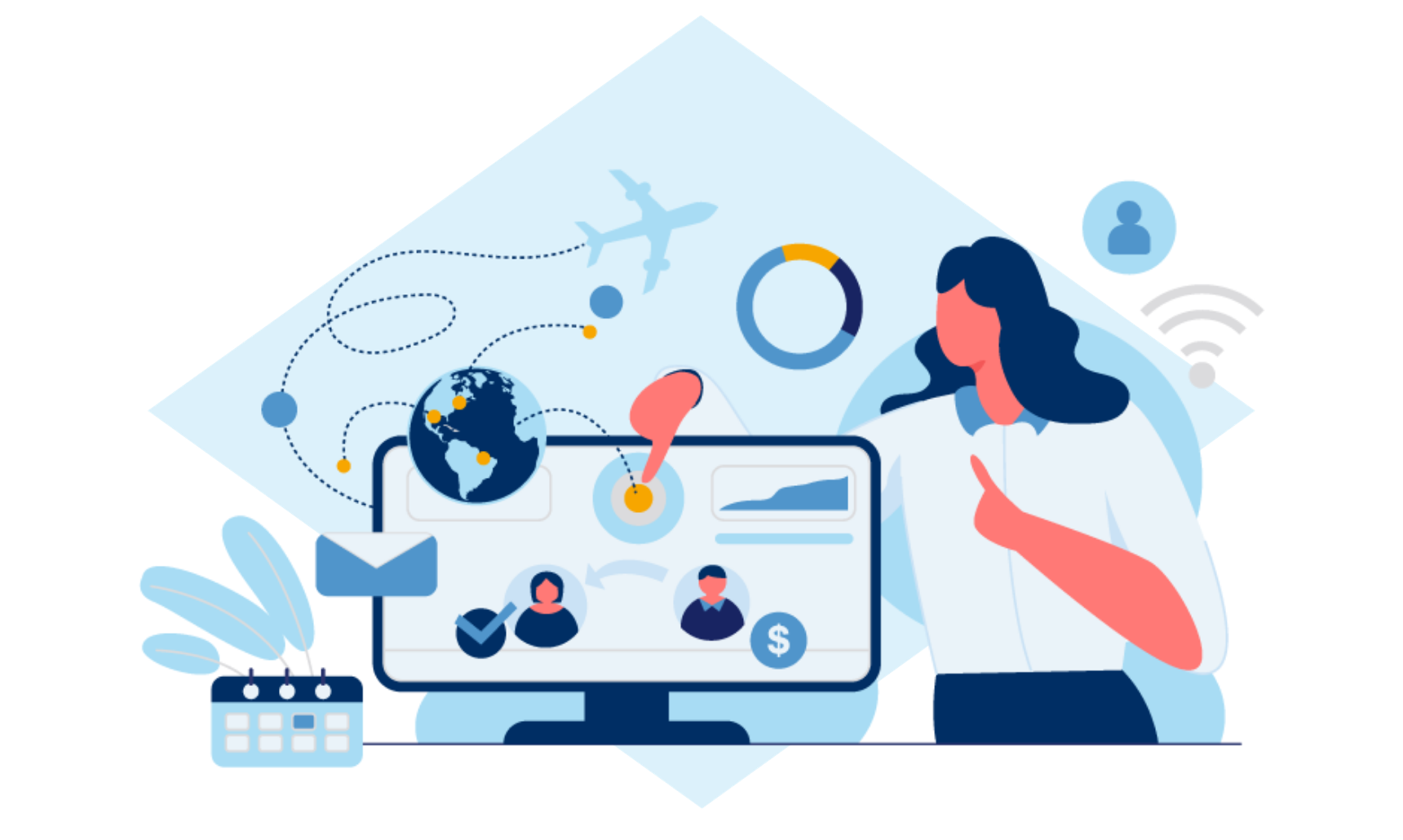 Illustration of a digital business platform, representing modern ERP systems and evolving business requirements.